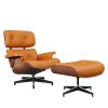 Large Version Genuine Leather Lounge Chair Club Seat Armchair Ottoman 8 Layer Plywood Frame Living Room Furniture