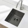 Gloss Black Ceramic Coating with NanoTek Undermount Kitchen Sink;  16 Gauge T-304 Stainless Steel Single Bowl Wet Bar or Prep Sink