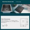 Gloss Black Ceramic Coating with NanoTek Undermount Kitchen Sink;  16 Gauge T-304 Stainless Steel Single Bowl Wet Bar or Prep Sink