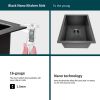 Gloss Black Ceramic Coating with NanoTek Undermount Kitchen Sink;  16 Gauge T-304 Stainless Steel Single Bowl Wet Bar or Prep Sink