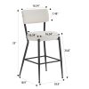 Set of 2 modern teddy fabric upholstered bar stools - Metal base high stool - Suitable for kitchen, dining and living room - Beige - Stylish and comfo