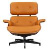 Large Version Genuine Leather Lounge Chair Club Seat Armchair Ottoman 8 Layer Plywood Frame Living Room Furniture