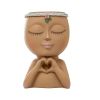 1pc Figure Flower Pot; Women Face Statue Vase Planter Ornaments; For Indoor Outdoor Home Decor Garden Patio (4.7*7.3*3.4in)